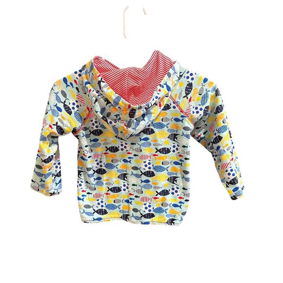 Zutano Unisex Reversible Stripes/ Fish Zip Up Jacket, EUC, Sz 4T (4C) - Picture 4 of 9